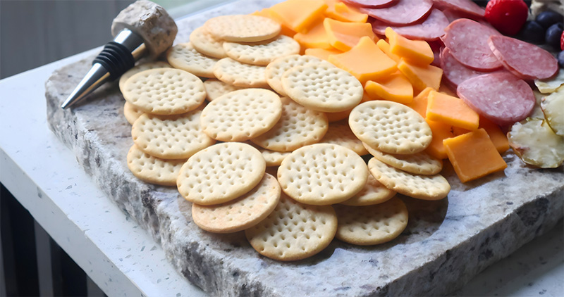 A CraftED serving board created from reclaimed granite.