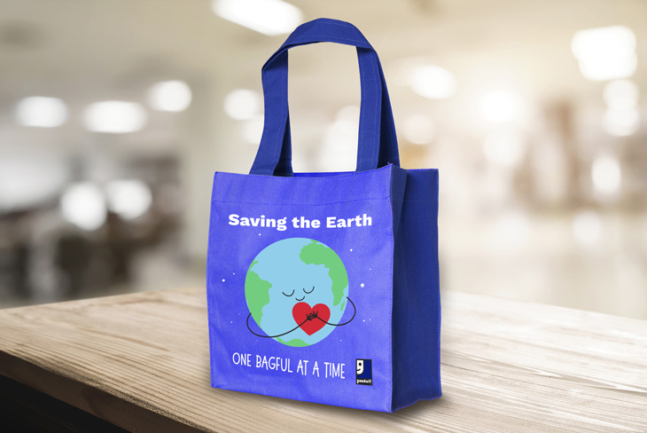 Reusable Goodwill shopping bag displayed in a retail setting.